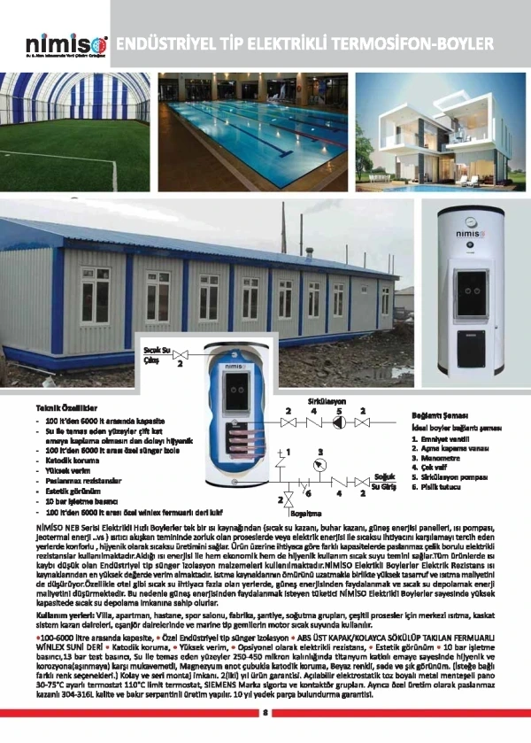 NEB NİMİSO 500LT/2X10 KW/H ELEKTRİKLİ BOYLER